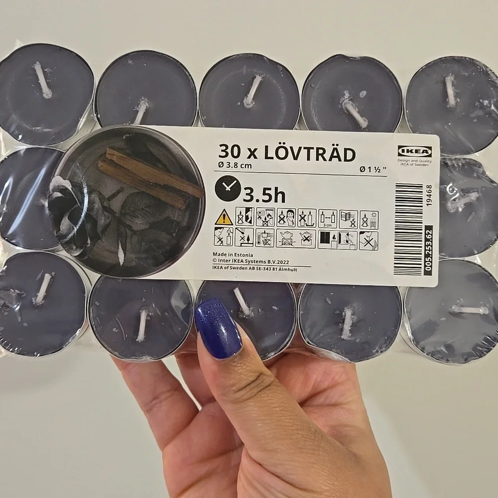 🍒🍒 (Retired) IKEA LÖVTRÄD Black rose & sandalwood tea light candles
